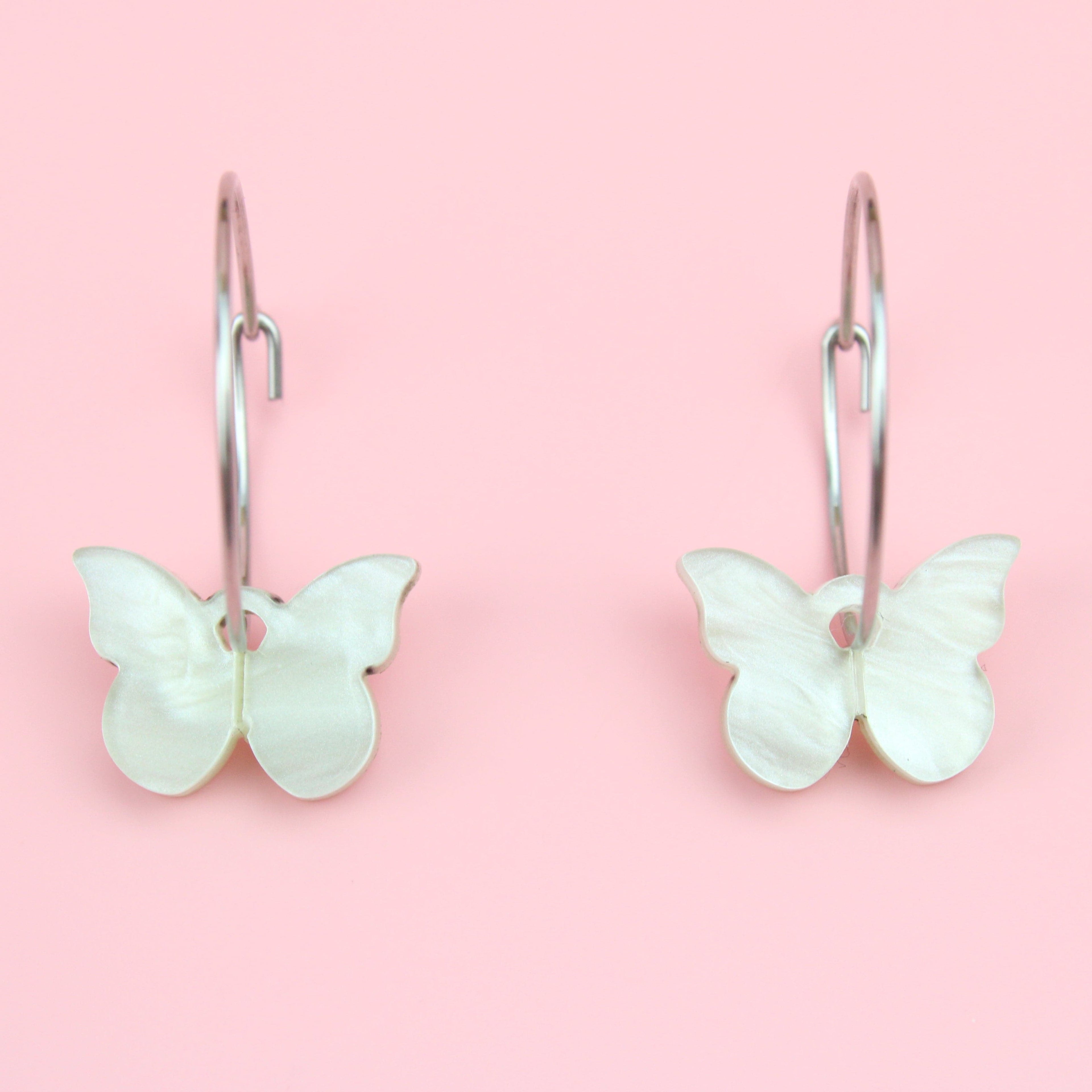You're My Butterfly, Sugar Baby Hoop Earrings (Marble Green)