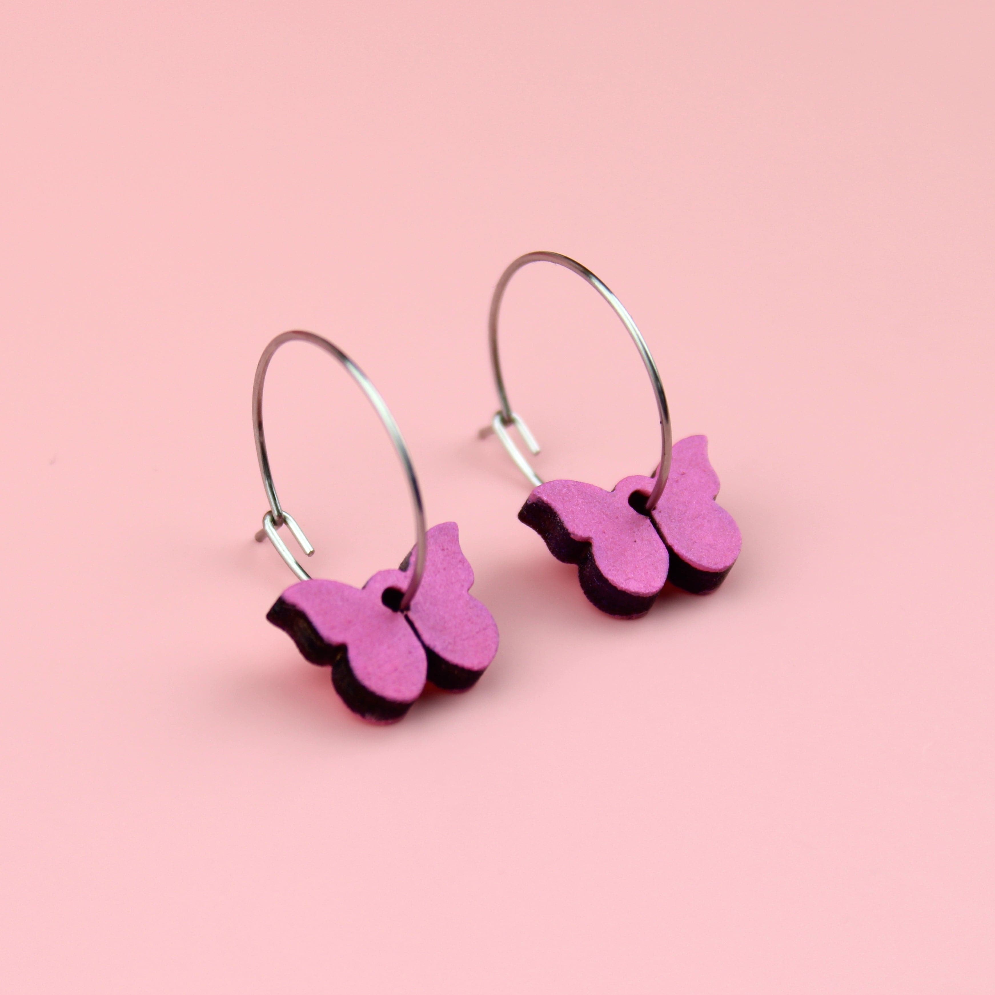 You're My Butterfly, Sugar Baby Hoop Earrings (Pink)