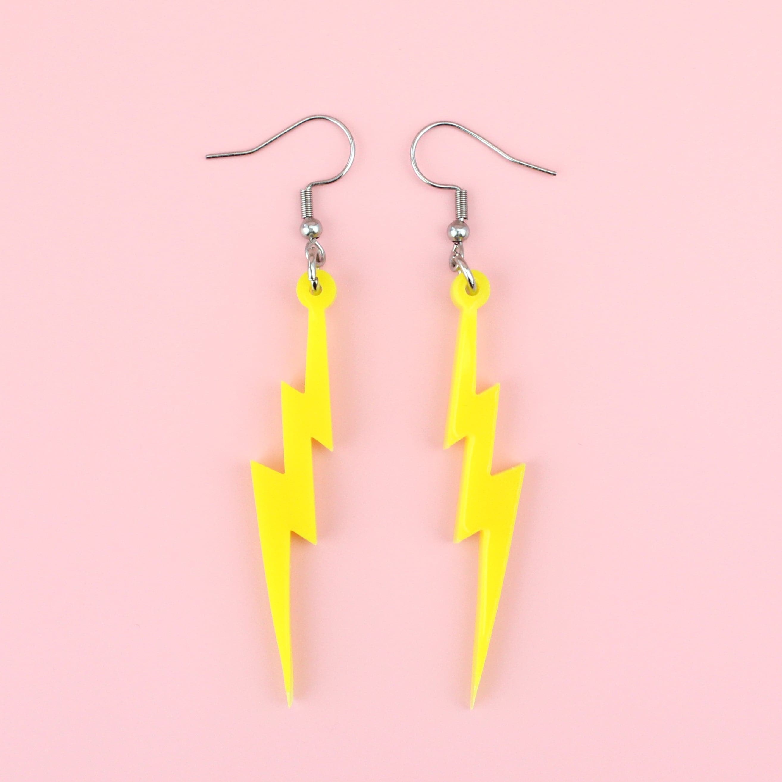 Yellow Lightning Bolt Earrings